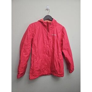 Columbia Rain Jacket  XL 18/20 Pink Omni-Tech Waterproof Breathable Hooded Rain